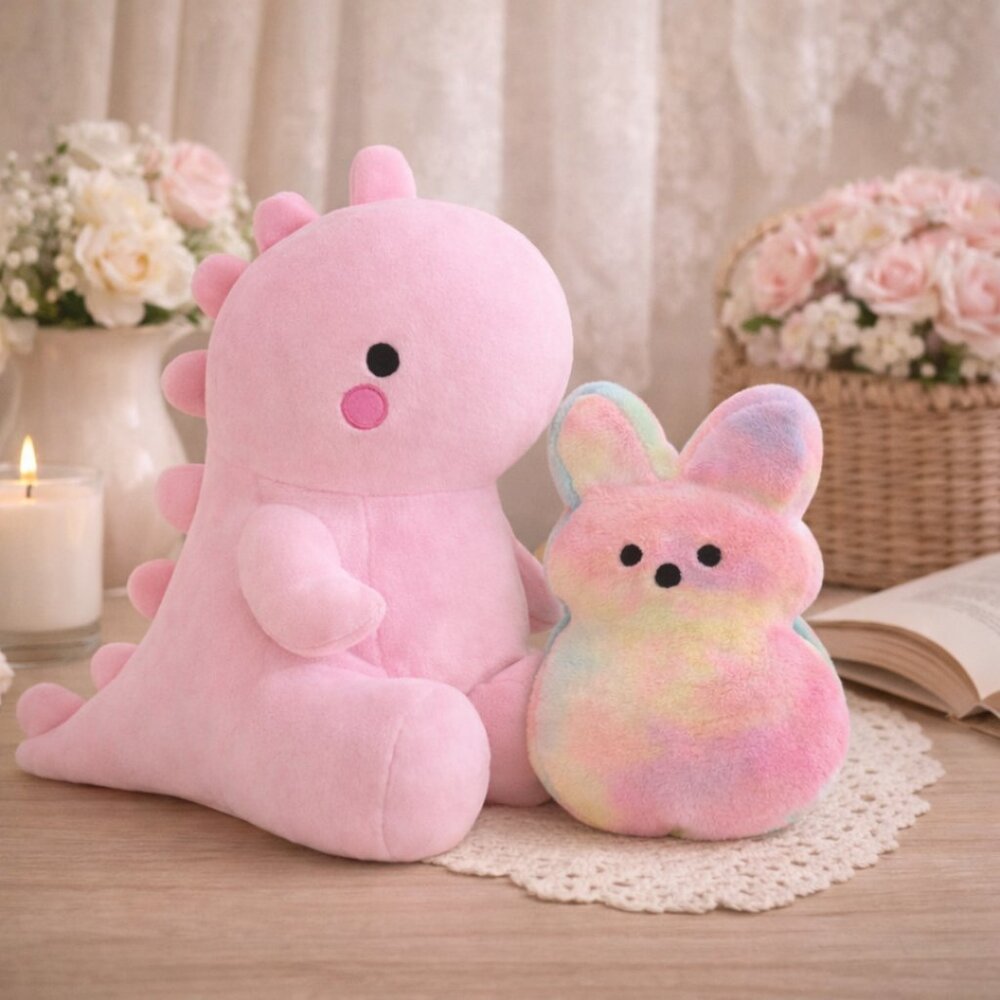 Pastel Dino & Mini Peep Bestie Set 12” + 6” Plush Bundle